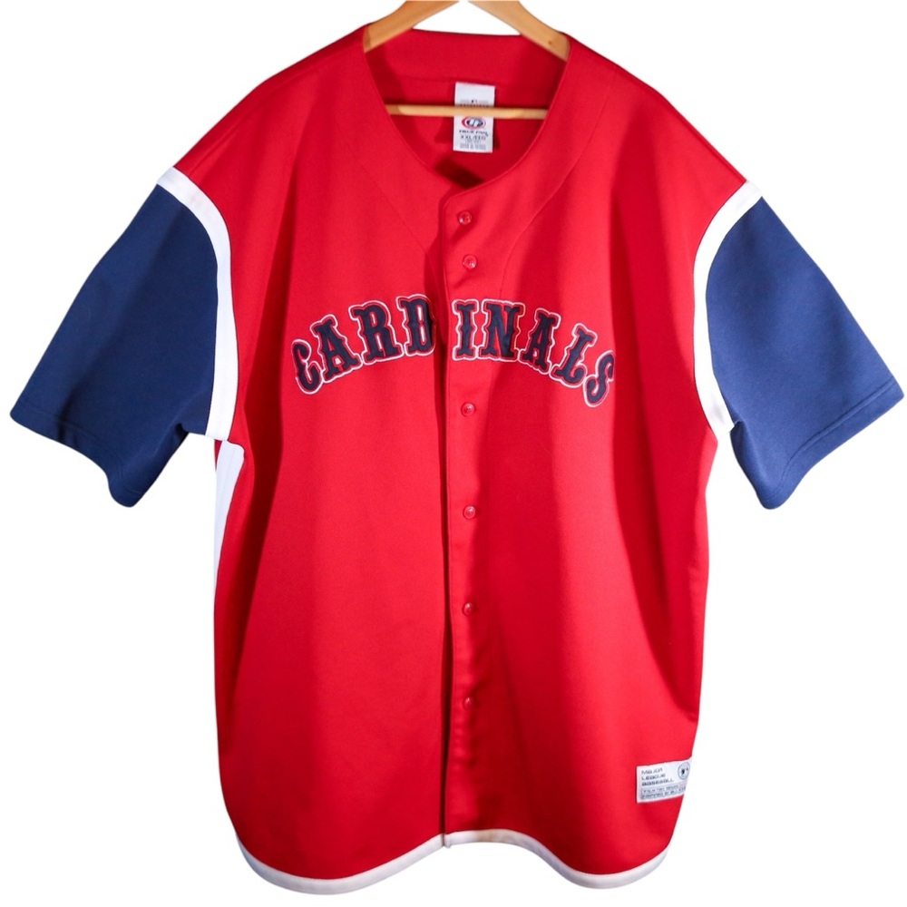 Vintage St. Louis Cardinals Jersey XXL True Fan Red MLB Baseball Mesh Button Up